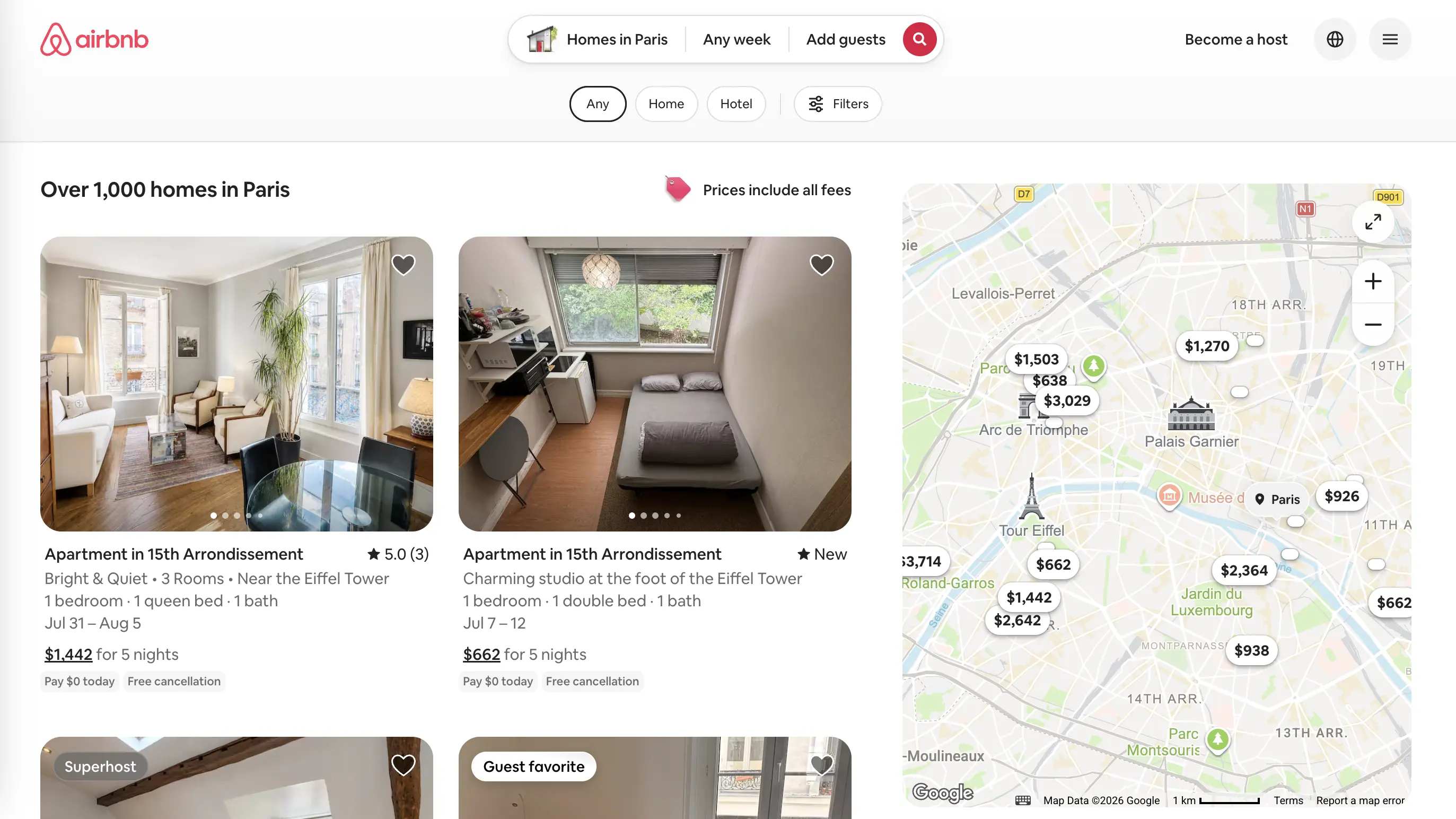 airbnb paris france prices