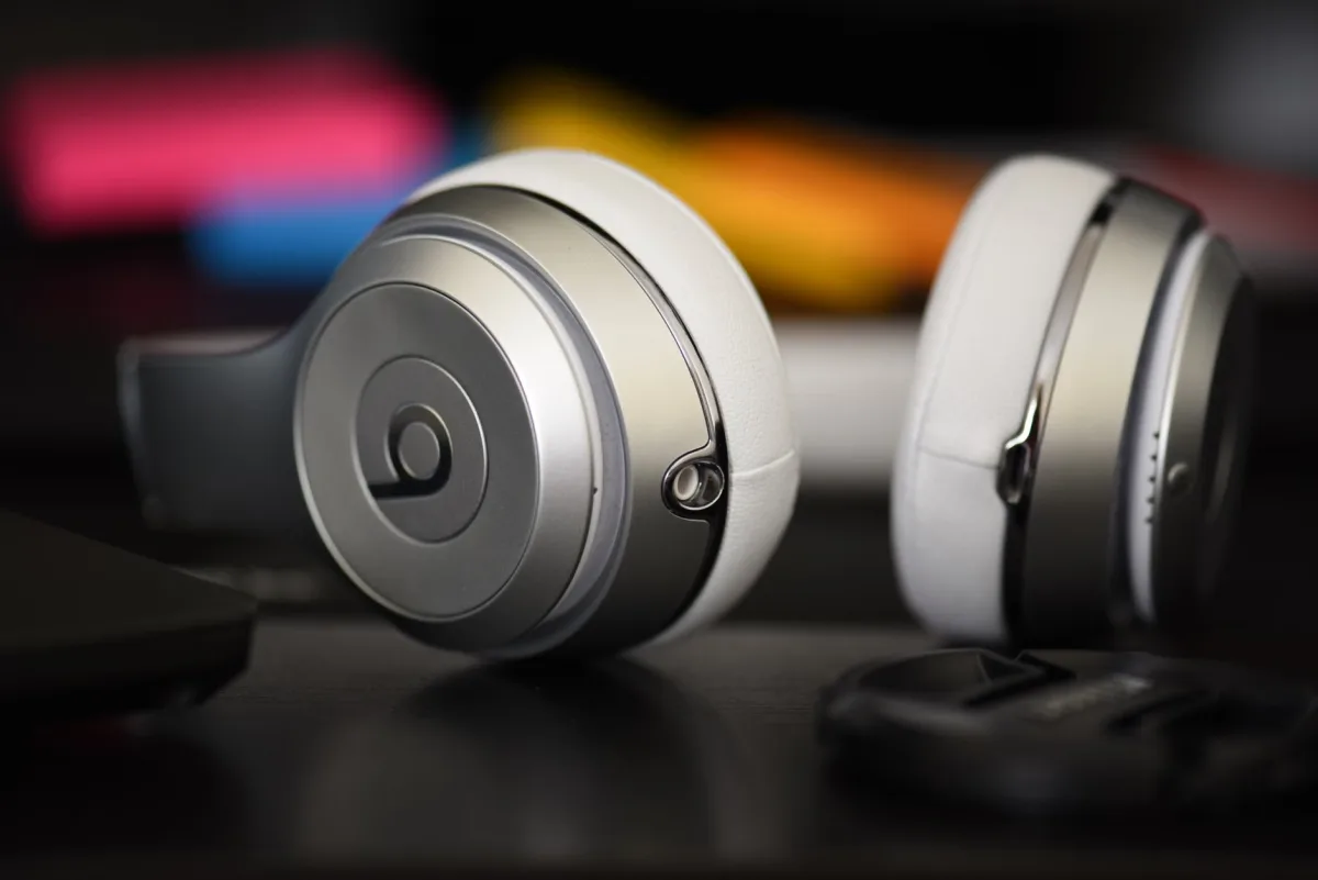 Close-up of sleek over-ear headphones for music lovers and audiophiles