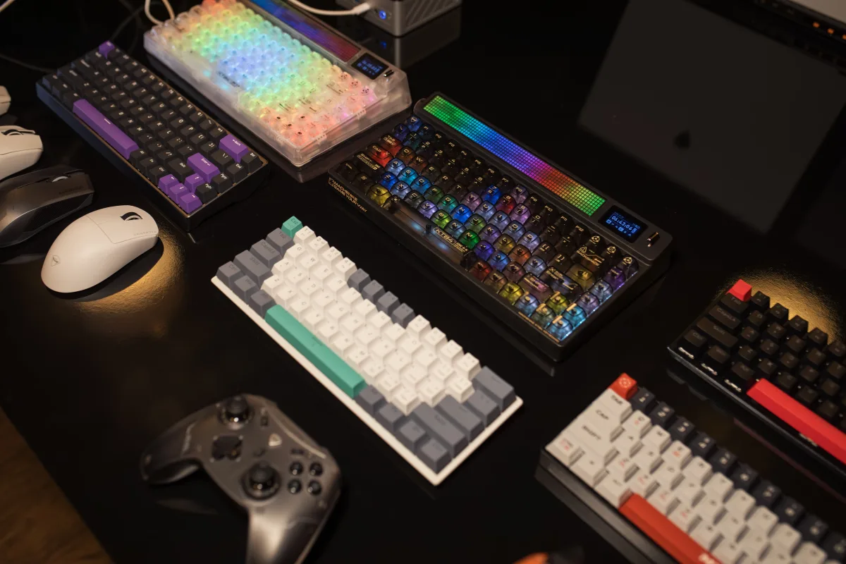 Collection of mechanical keyboards with RGB illumination