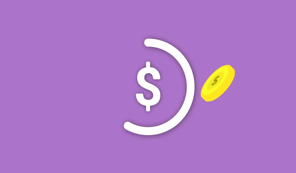 Dollar signs and financial transaction symbols on purple background, pricing concept