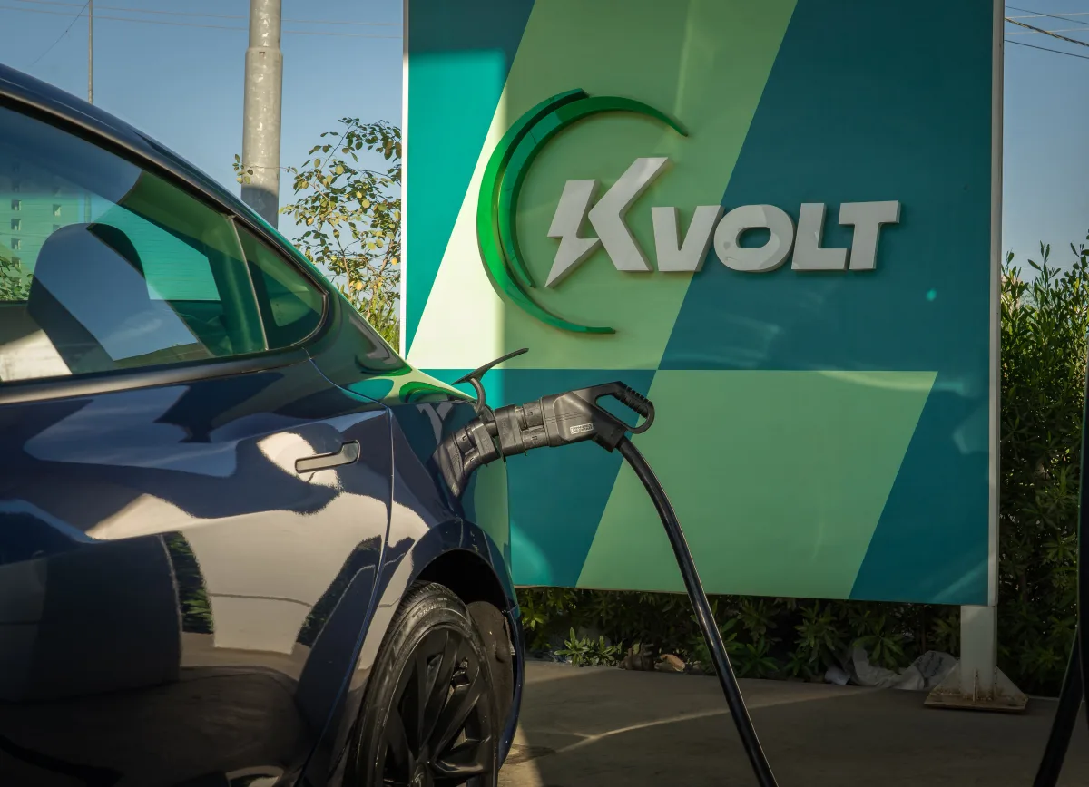 Electric car charging at a public station